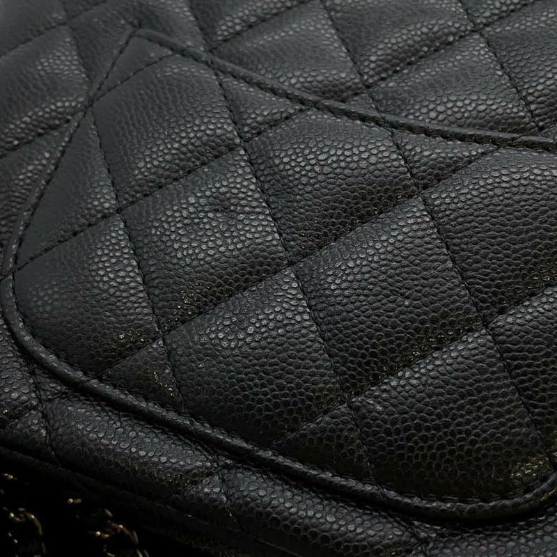 シャネル チェーンショルダーバッグ クラシック マトラッセ キャビアスキン AP4016 CHANEL 黒