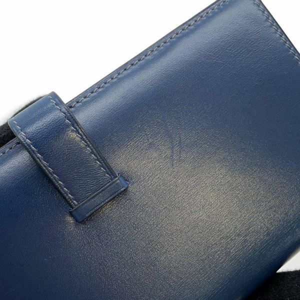 エルメス 長財布 ベアンクラシック ブルーロイ/シルバー金具 ボックスカーフ □B刻印 HERMES 財布