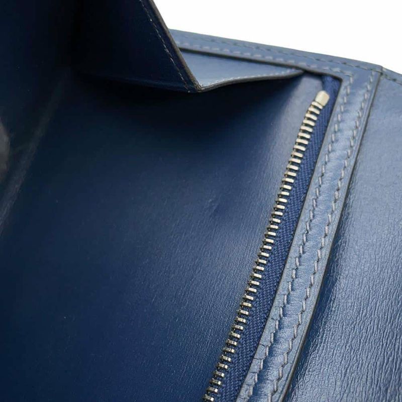 エルメス 長財布 ベアンクラシック ブルーロイ/シルバー金具 ボックスカーフ □B刻印 HERMES 財布