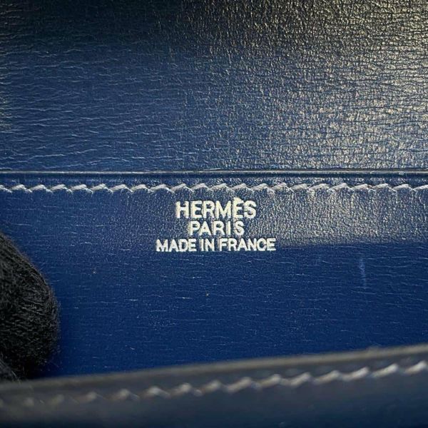 エルメス 長財布 ベアンクラシック ブルーロイ/シルバー金具 ボックスカーフ □B刻印 HERMES 財布