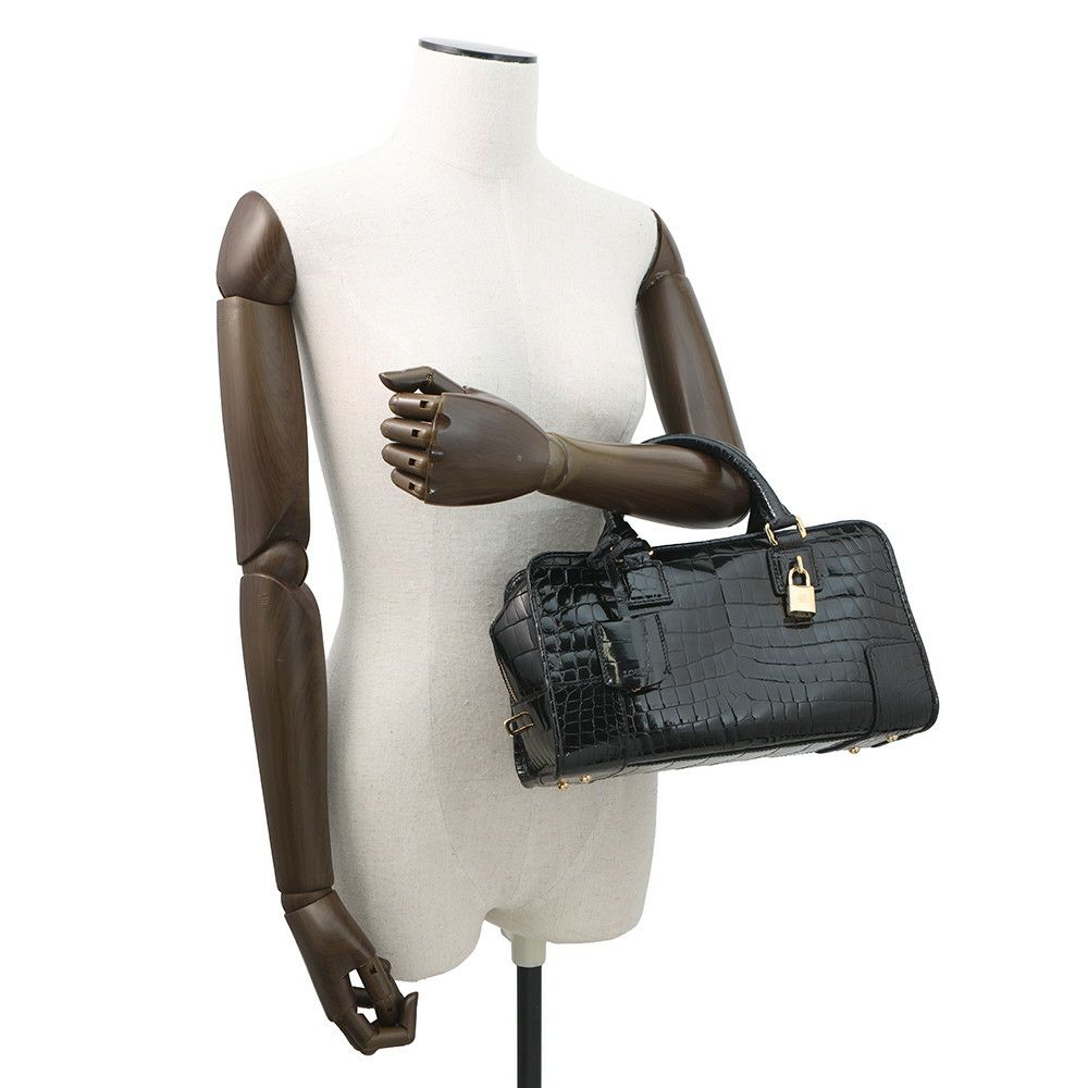 ロエベ ハンドバッグ アマソナ28 クロコダイル 352.25A03M LOEWE 2way 黒