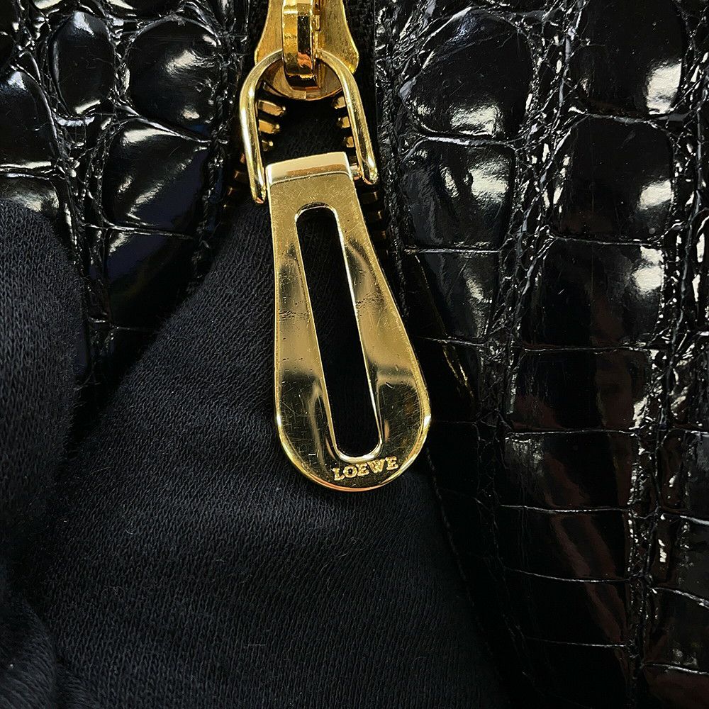 ロエベ ハンドバッグ アマソナ28 クロコダイル 352.25A03M LOEWE 2way 黒
