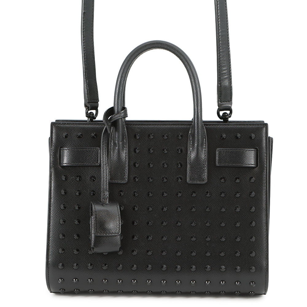 サンローランパリ ハンドバッグ サックドジュール ナノ スタッズ レザー SAINT LAURENT PARIS 2wayショルダー 黒