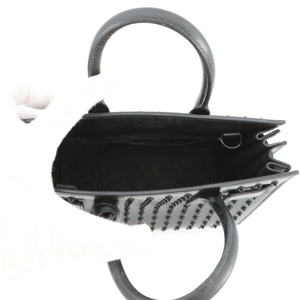 サンローランパリ ハンドバッグ サックドジュール ナノ スタッズ レザー SAINT LAURENT PARIS 2wayショルダー 黒