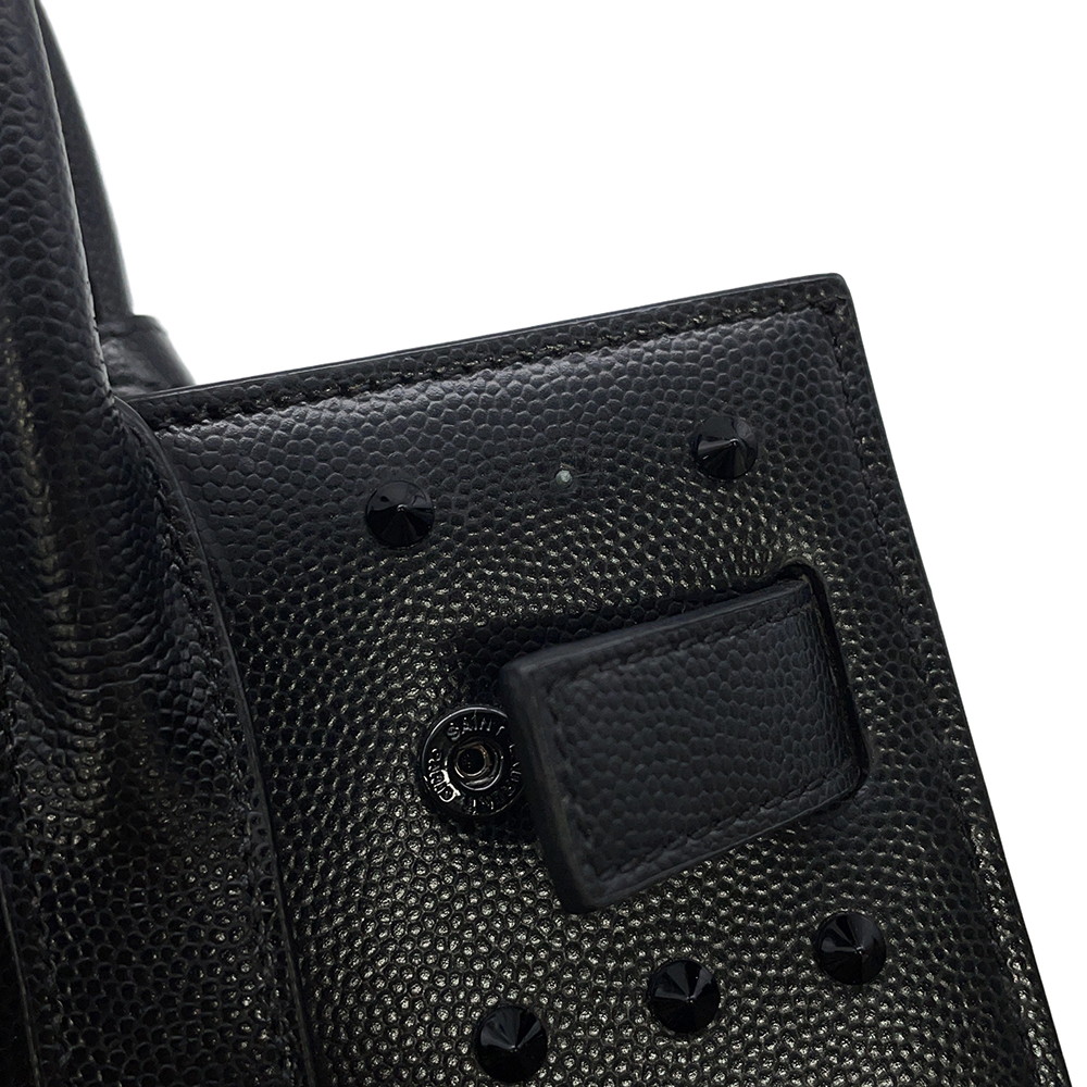 サンローランパリ ハンドバッグ サックドジュール ナノ スタッズ レザー SAINT LAURENT PARIS 2wayショルダー 黒