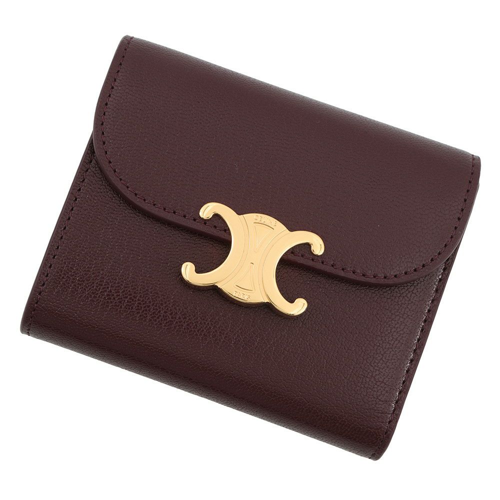 セリーヌ 三つ折り財布 トリオンフ スモールフラップウォレット ゴートスキン 10D783GVE.28DG CELINE