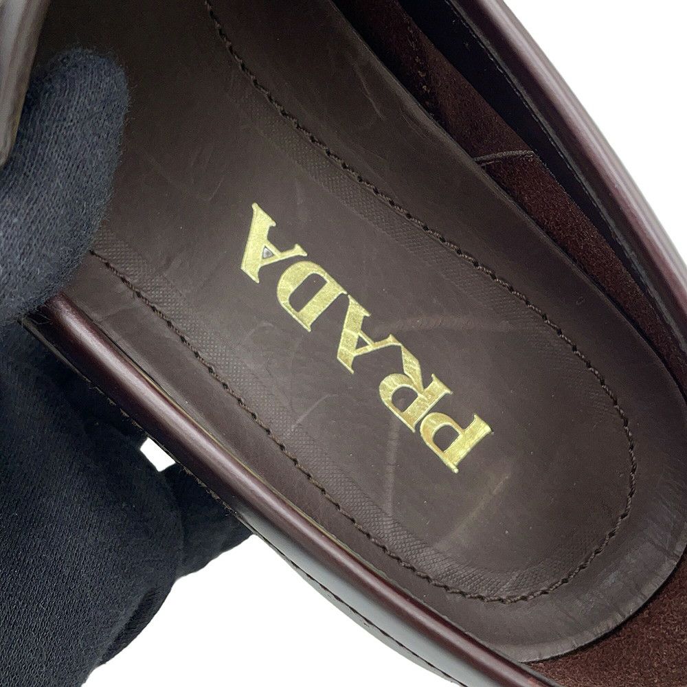 プラダ ローファー ブラッシュドレザー スクエアトゥローファー メンズサイズ5 2DE075 PRADA 靴