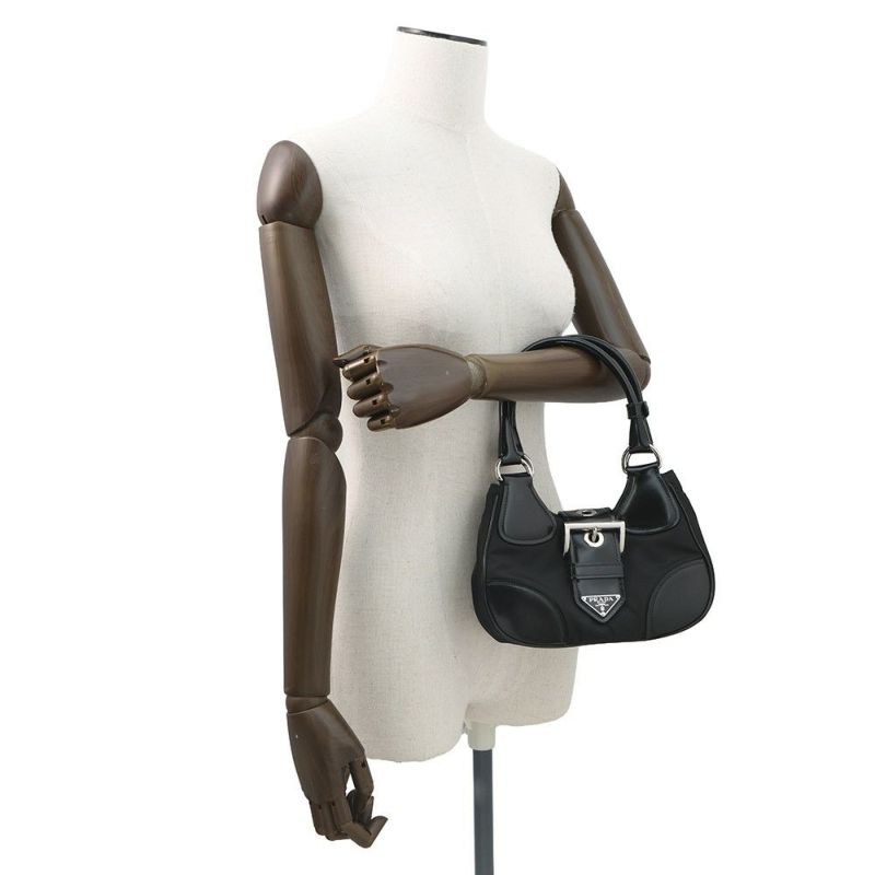 プラダ ハンドバッグ Re-Edition 2002 ムーン パデットナッパレザー 1BA381 PRADA 2wayショルダー 黒