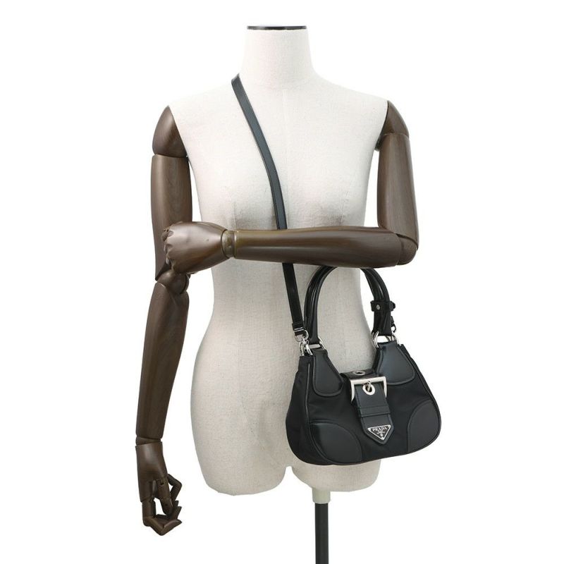 プラダ ハンドバッグ Re-Edition 2002 ムーン パデットナッパレザー 1BA381 PRADA 2wayショルダー 黒