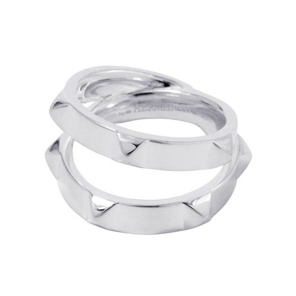 エルメス リング エルメス・クルー・ドゥ・H ダブルラウンドリング SV925シルバー サイズ53 HERMES ジュエリー