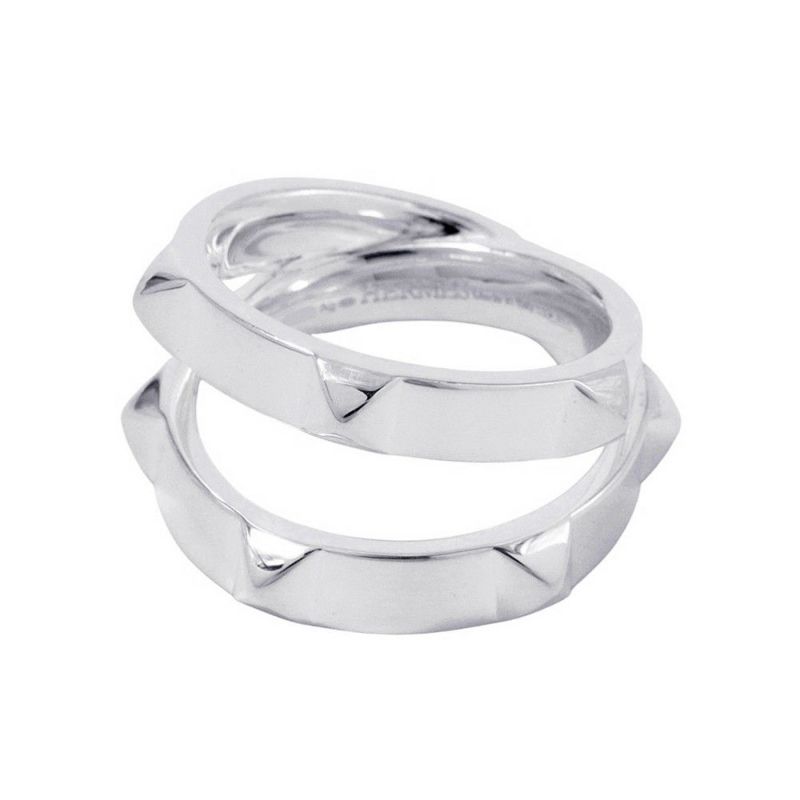 エルメス リング エルメス・クルー・ドゥ・H ダブルラウンドリング SV925シルバー サイズ53 HERMES ジュエリー