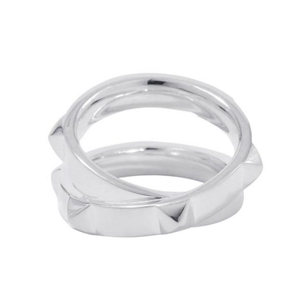 エルメス リング エルメス・クルー・ドゥ・H ダブルラウンドリング SV925シルバー サイズ53 HERMES ジュエリー