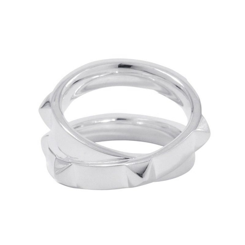 エルメス リング エルメス・クルー・ドゥ・H ダブルラウンドリング SV925シルバー サイズ53 HERMES ジュエリー