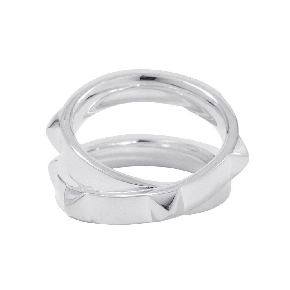 エルメス リング エルメス・クルー・ドゥ・H ダブルラウンドリング SV925シルバー サイズ53 HERMES ジュエリー