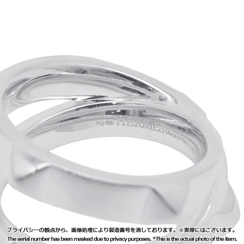 エルメス リング エルメス・クルー・ドゥ・H ダブルラウンドリング SV925シルバー サイズ53 HERMES ジュエリー