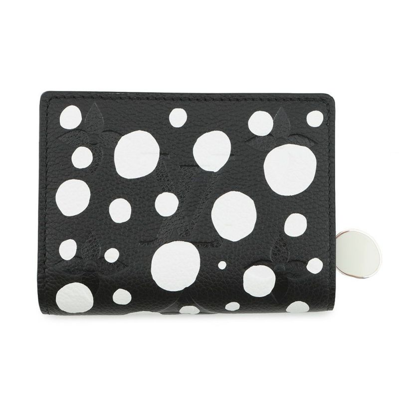 ルイヴィトン 二つ折り財布 モノグラム・アンプラント LV × YK ポルトフォイユ・クレア M81907 日本限定 草間彌生 黒 ブラック