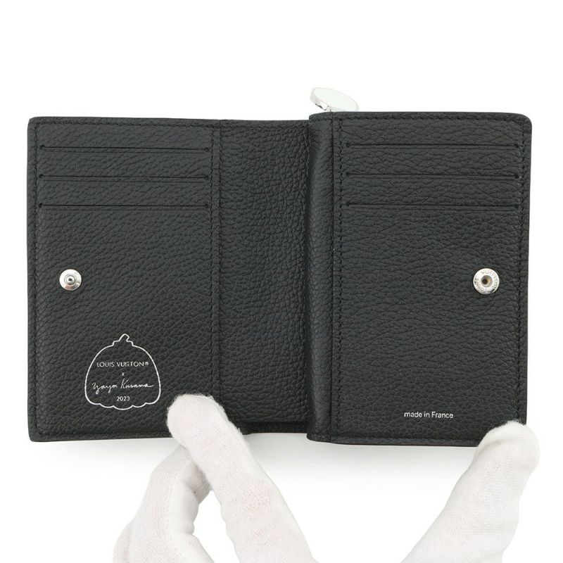 ルイヴィトン 二つ折り財布 モノグラム・アンプラント LV × YK ポルトフォイユ・クレア M81907 日本限定 草間彌生 黒 ブラック