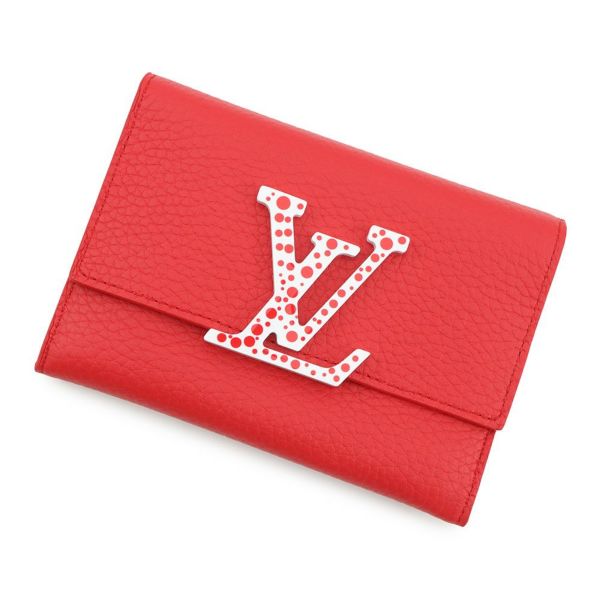 ルイヴィトン 三つ折り財布 LV×YK ポルトフォイユ カプシーヌ コンパクトマキシ トリヨンレザー M82113 草間弥生 コラボ