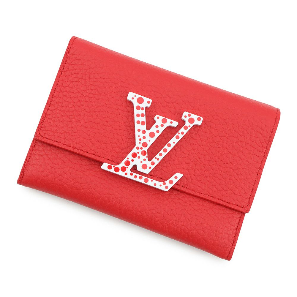 ルイヴィトン 三つ折り財布 LV×YK ポルトフォイユ カプシーヌ コンパクトマキシ トリヨンレザー M82113 草間弥生 コラボ