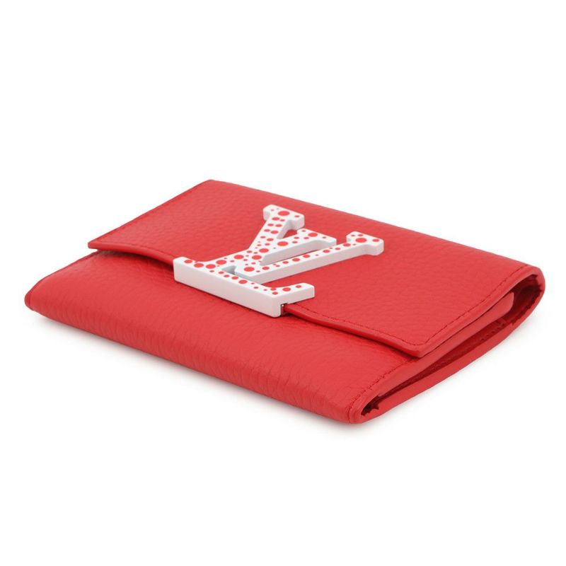 ルイヴィトン 三つ折り財布 LV×YK ポルトフォイユ カプシーヌ コンパクトマキシ トリヨンレザー M82113 草間弥生 コラボ