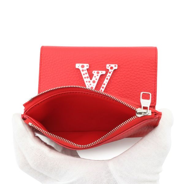 ルイヴィトン 三つ折り財布 LV×YK ポルトフォイユ カプシーヌ コンパクトマキシ トリヨンレザー M82113 草間弥生 コラボ