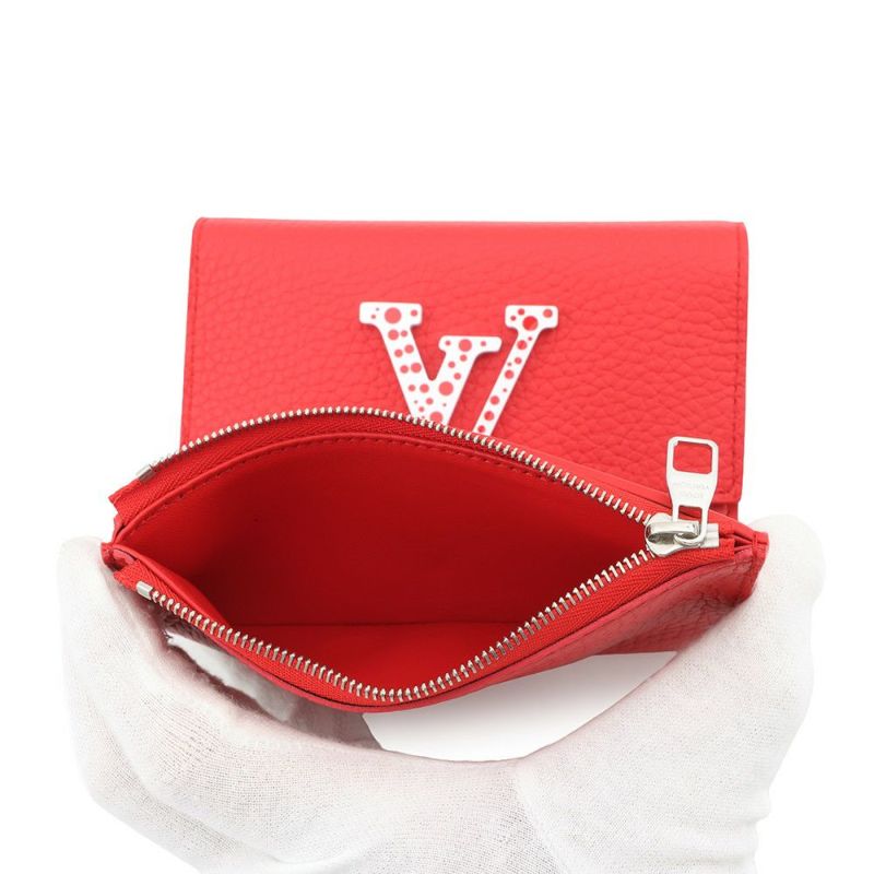 ルイヴィトン 三つ折り財布 LV×YK ポルトフォイユ カプシーヌ コンパクトマキシ トリヨンレザー M82113 草間弥生 コラボ