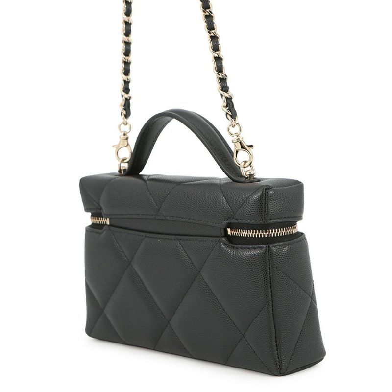 シャネル チェーンショルダーバッグ マトラッセ ヴァニティ ココマーク キャビアスキン AP4936 CHANEL 黒 バニティ 2way
