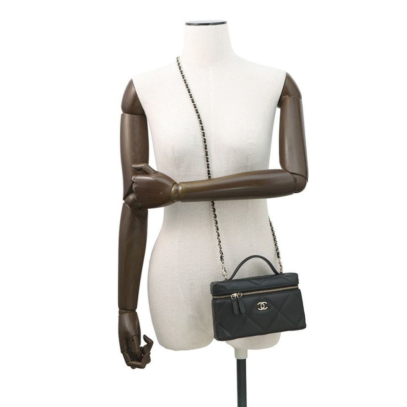 シャネル チェーンショルダーバッグ マトラッセ ヴァニティ ココマーク キャビアスキン AP4936 CHANEL 黒 バニティ 2way