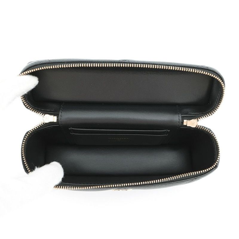 シャネル チェーンショルダーバッグ マトラッセ ヴァニティ ココマーク キャビアスキン AP4936 CHANEL 黒 バニティ 2way