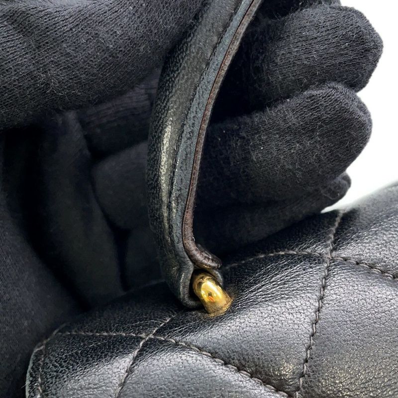 シャネル トップハンドル ハンドバッグ マトラッセ ココマーク トップハンドル ラムスキン CHANEL バッグ 黒