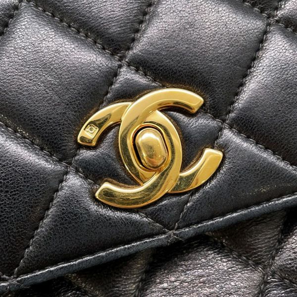 シャネル トップハンドル ハンドバッグ マトラッセ ココマーク トップハンドル ラムスキン CHANEL バッグ 黒