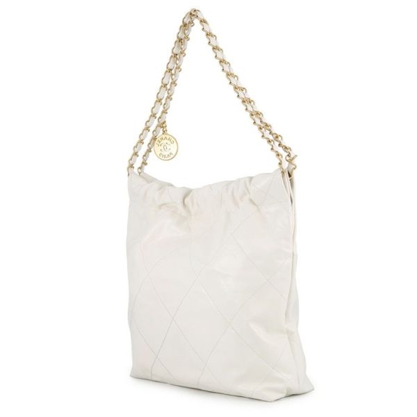 シャネル チェーンショルダーバッグ CHANEL22 スモール カーフスキン AS3260 CHANEL ポーチ付き 白