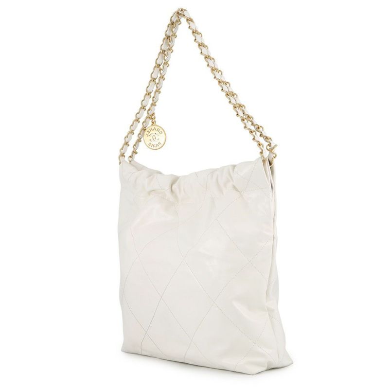 シャネル チェーンショルダーバッグ CHANEL22 スモール カーフスキン AS3260 CHANEL ポーチ付き 白