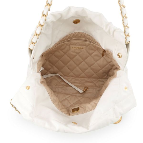 シャネル チェーンショルダーバッグ CHANEL22 スモール カーフスキン AS3260 CHANEL ポーチ付き 白