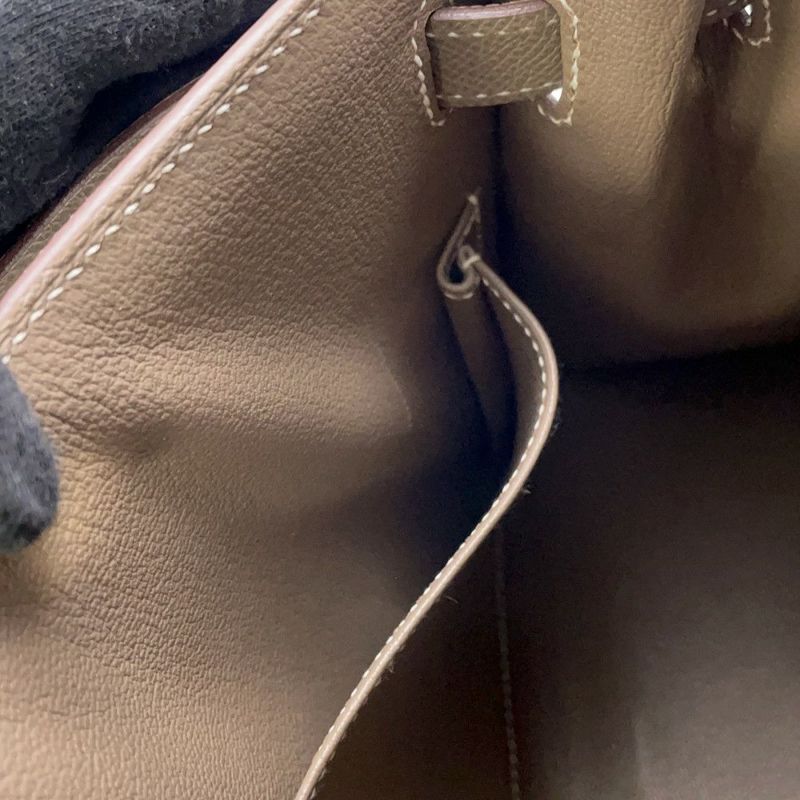 エルメス ハンドバッグ ケリー28 外縫い エトゥープ/シルバー金具 エプソン B刻印 2wayショルダー