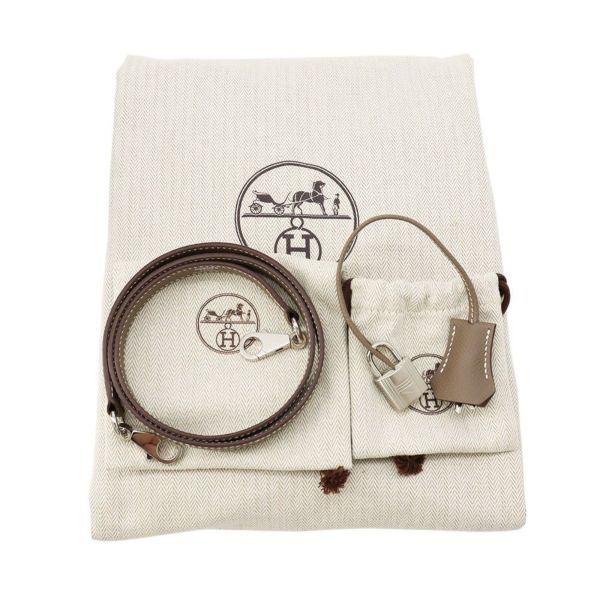 エルメス ハンドバッグ ケリー28 外縫い エトゥープ/シルバー金具 エプソン B刻印 2wayショルダー