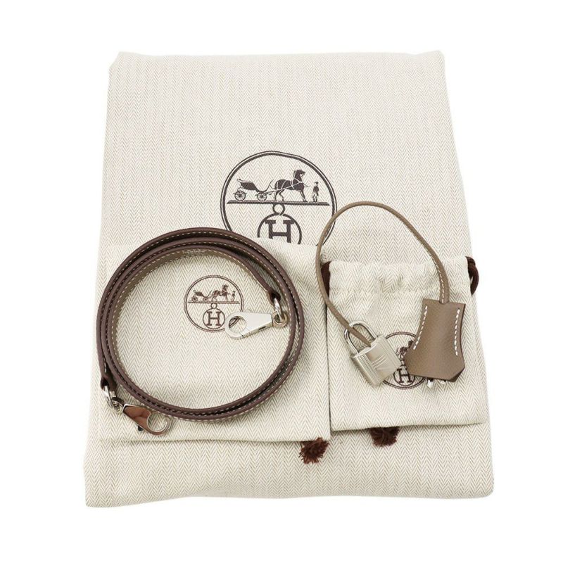 エルメス ハンドバッグ ケリー28 外縫い エトゥープ/シルバー金具 エプソン B刻印 2wayショルダー