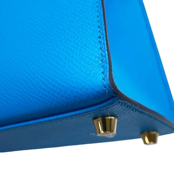 エルメス ハンドバッグ ケリー25 外縫い ブルーフリーダ/ゴールド金具 エプソン Z刻印 2wayショルダー