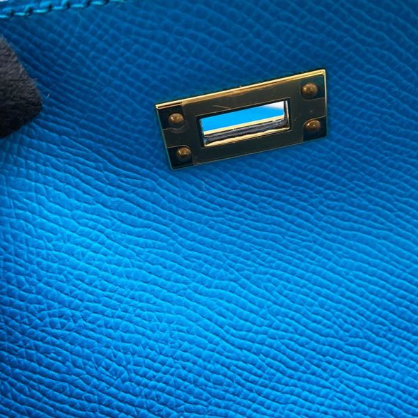 エルメス ハンドバッグ ケリー25 外縫い ブルーフリーダ/ゴールド金具 エプソン Z刻印 2wayショルダー