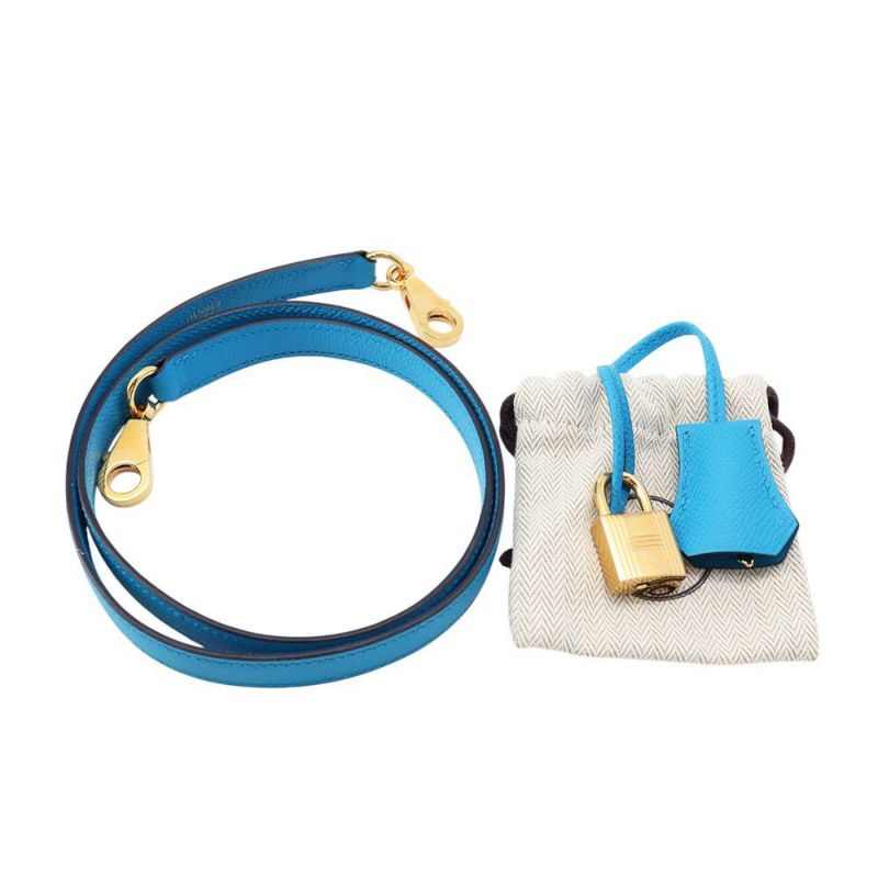 エルメス ハンドバッグ ケリー25 外縫い ブルーフリーダ/ゴールド金具 エプソン Z刻印 2wayショルダー