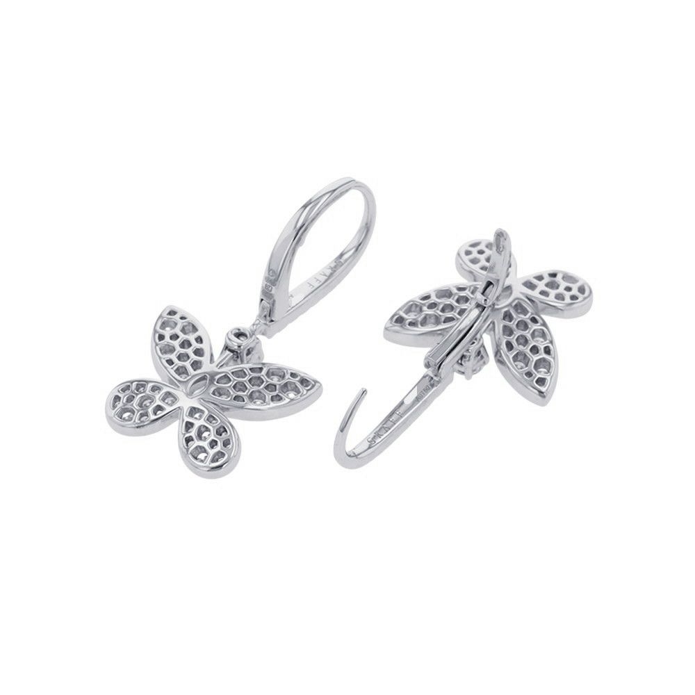 グラフ ピアス パヴェ バタフライ ミニ ダイヤモンド ドロップ イヤリング ダイヤ 計約1.43ct K18WG RGE1167