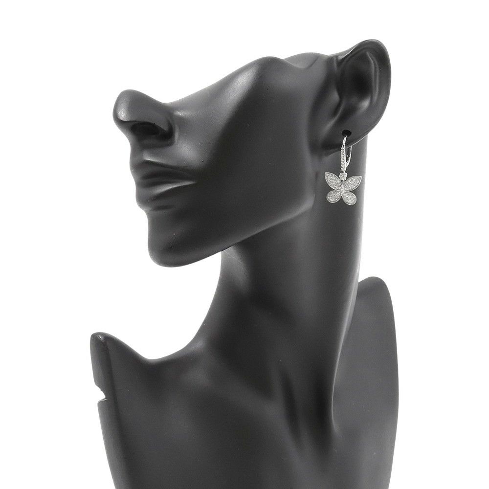 グラフ ピアス パヴェ バタフライ ミニ ダイヤモンド ドロップ イヤリング ダイヤ 計約1.43ct K18WG RGE1167