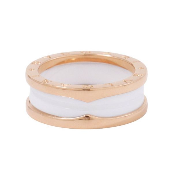 ブルガリ リング ビーゼロワン B-zero1 2バンド K18PGピンクゴールド ホワイトセラミック サイズ58 BVLGARI 指輪