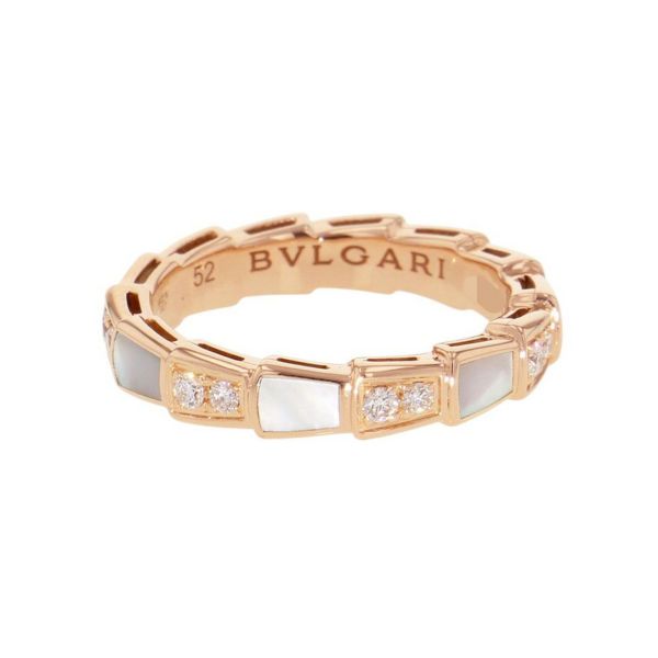 ブルガリ リング セルペンティ ヴァイパー リング ダイヤ 計0.21ct マザーオブパール K18PG サイズ52 353271 BVLGARI