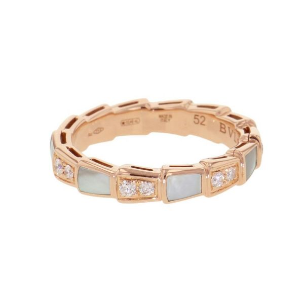 ブルガリ リング セルペンティ ヴァイパー リング ダイヤ 計0.21ct マザーオブパール K18PG サイズ52 353271 BVLGARI
