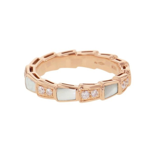 ブルガリ リング セルペンティ ヴァイパー リング ダイヤ 計0.21ct マザーオブパール K18PG サイズ52 353271 BVLGARI