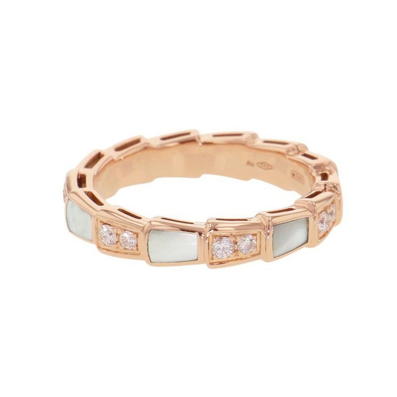 ブルガリ リング セルペンティ ヴァイパー リング ダイヤ 計0.21ct マザーオブパール K18PG サイズ52 353271 BVLGARI