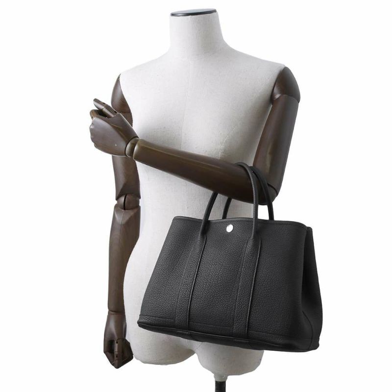 エルメス トートバッグ ガーデンパーティTPM ブラック/シルバー金具 ネゴンダ W刻印 黒