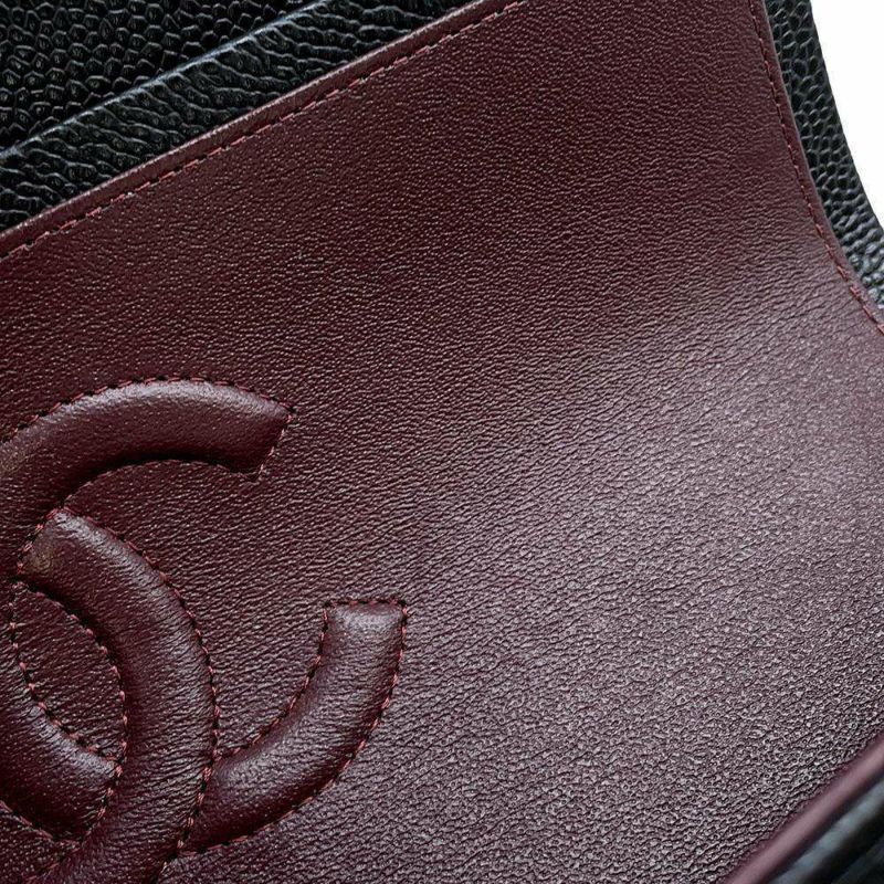 シャネル チェーンショルダーバッグ マトラッセ25 ココマーク キャビアスキン ダブルチェーン A01112 黒