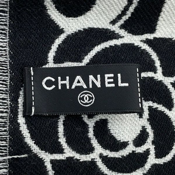 シャネル ストール ココマーク カメリア ウール CHANEL アパレル マフラー 白 黒